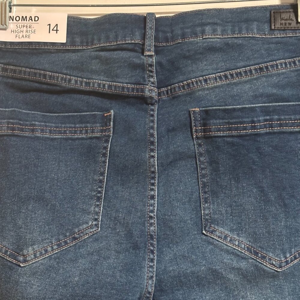 Nicole miller New York Women Nomad Super High Rise Flare Jeans Sz 14/ Blue - Picture 7 of 12